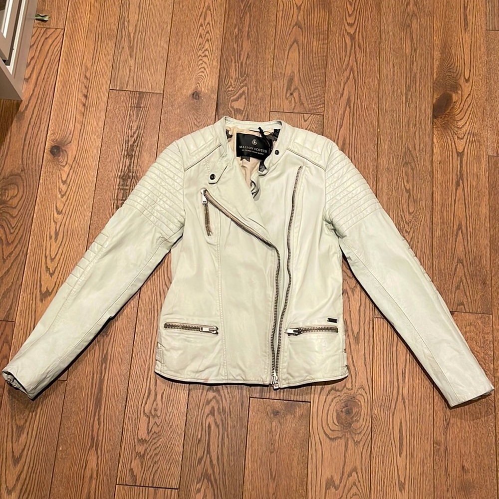 Maison Scotch Women Biker Leather Jacket Size 1